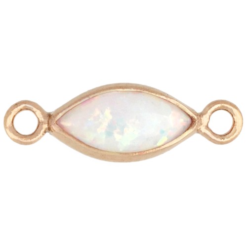 10x4 mm cabochon-style navette, white opal imitation, Gold Filled (laminated Gold Filled) x1