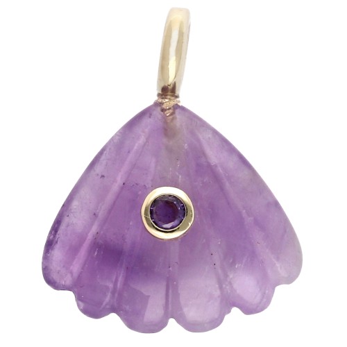 27x22 mm Seashell Pendant with Gemstone and Zirconium Oxide - Amethyst x1