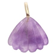 27x22 mm Seashell Pendant with Gemstone and Zirconium Oxide - Amethyst x1