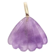 27x22 mm Seashell Pendant with Gemstone and Zirconium Oxide - Amethyst x1