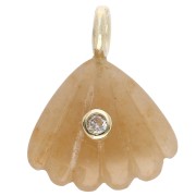 27x22 mm seashell pendant with gemstone and zirconium oxide—Yellow Chalcedony