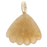 27x22 mm seashell pendant with gemstone and zirconium oxide—Yellow Chalcedony