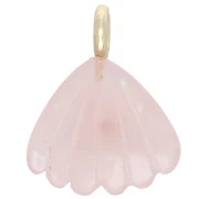27x22 mm Seashell Pendant with Gemstone and Zirconium Oxide - Rose Quartz x1