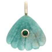 27x22 mm seashell pendant with gemstone and zirconium oxide - Amazonite x1