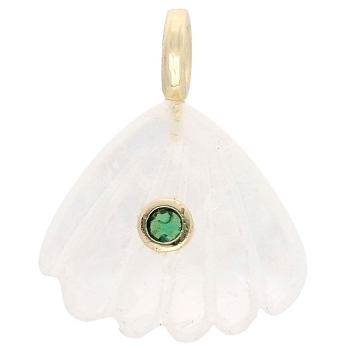 27x22 mm seashell pendant with gemstone and zirconium oxide - Moonstone