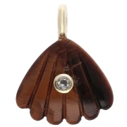 27x22 mm seashell pendant with gemstone and zirconium oxide - Tiger's Eye