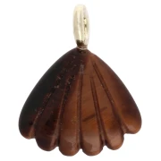 27x22 mm seashell pendant with gemstone and zirconium oxide - Tiger's Eye