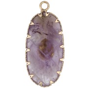 35x16 mm oval pendant made of gemstone and imitation turquoise - Amethyst x1