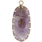 35x16 mm oval pendant made of gemstone and imitation turquoise - Amethyst x1