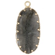 35x16 mm oval pendant made of gemstone and imitation turquoise—Labradorite x1