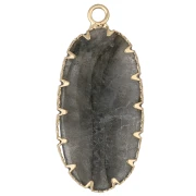 35x16 mm oval pendant made of gemstone and imitation turquoise—Labradorite x1