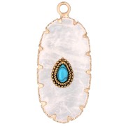 35x16 mm oval pendant made of gemstone and imitation turquoise - Moonstone