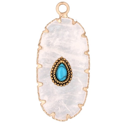 35x16 mm oval pendant made of gemstone and imitation turquoise - Moonstone