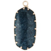 Oval pendant, 35x16 mm, dyed gemstone and imitation turquoise - Blue agate