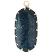 Oval pendant, 35x16 mm, dyed gemstone and imitation turquoise - Blue agate
