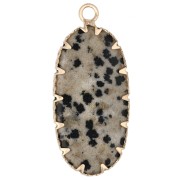 35x16 mm oval pendant made of gemstone and imitation turquoise - Dalmatian Jape
