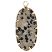 35x16 mm oval pendant made of gemstone and imitation turquoise - Dalmatian Jape