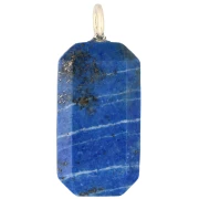 Rectangular Pendant, 34x15 mm, Gemstone and CZ - Lapis Lazuli - Pink or Purple