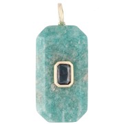 Rectangular Pendant, 34x15 mm, Gemstone and CZ - Amazonite - Pink or Purple
