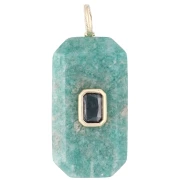 Rectangular Pendant, 34x15 mm, Gemstone and CZ - Amazonite - Pink or Purple