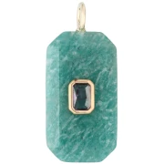 Rectangular Pendant, 34x15 mm, Gemstone and CZ - Amazonite - Pink or Purple