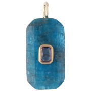 Rectangular Pendant, 34x15 mm, Gemstone and CZ - Apatite - Pink or Purple