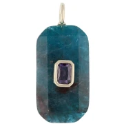Rectangular Pendant, 34x15 mm, Gemstone and CZ - Apatite - Pink or Purple