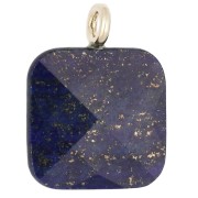 33x25 mm faceted square pendant made of gemstone and a CZ heart - Lapis Lazuli x1