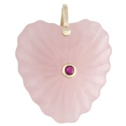Rose quartz - 32x30 mm Heart-Shaped Gemstone and CZ Pendant - Rose Quartz x1 32x30 mm Heart-Shaped Gemstone and CZ Pendant - Rose Quartz x1