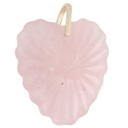 32x30 mm Heart-Shaped Gemstone and CZ Pendant - Rose Quartz x1