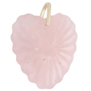 32x30 mm Heart-Shaped Gemstone and CZ Pendant - Rose Quartz x1