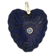Lapis lazuli - 32x30 mm Heart-Shaped Pendant Made of Gemstone and CZ - Lapis Lazuli x1 32x30 mm Heart-Shaped Pendant Made of Gemstone and CZ - Lapis Lazuli x1