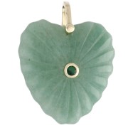 32x30 mm gemstone and CZ heart pendant - Aventurine x1