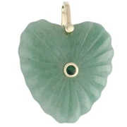 32x30 mm gemstone and CZ heart pendant - Aventurine x1