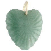 32x30 mm gemstone and CZ heart pendant - Aventurine x1