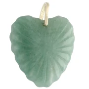 32x30 mm gemstone and CZ heart pendant - Aventurine x1