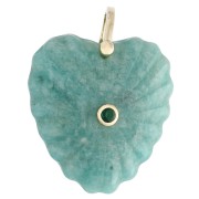 32x30 mm gemstone and CZ heart pendant - Amazonite x1