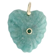 32x30 mm gemstone and CZ heart pendant - Amazonite x1