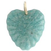 32x30 mm gemstone and CZ heart pendant - Amazonite x1