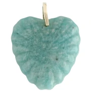 32x30 mm gemstone and CZ heart pendant - Amazonite x1