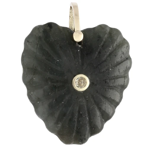32x30 mm gemstone and CZ heart pendant - Labradorite x1