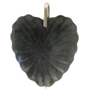 32x30 mm gemstone and CZ heart pendant - Labradorite x1