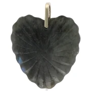 32x30 mm gemstone and CZ heart pendant - Labradorite x1