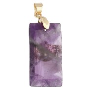 Rectangular Pendant, 25x13 mm, Gemstone, CZ Eye, and Epoxy Resin - Amethyst