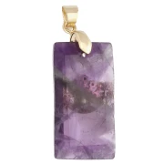Rectangular Pendant, 25x13 mm, Gemstone, CZ Eye, and Epoxy Resin - Amethyst