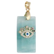 Amazonite - Rectangular Pendant, 25x13 mm, Gemstone, CZ Eye, and Epoxy Resin - Amazonite Rectangular Pendant, 25x13 mm, Gemstone, CZ Eye, and Epoxy Resin - Amazonite