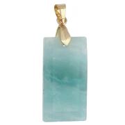 Rectangular Pendant, 25x13 mm, Gemstone, CZ Eye, and Epoxy Resin - Amazonite
