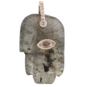 Labradorite - Fatma's Hand Pendant, 27x17 mm, Gemstone and Zirconium Oxides - Labradorite Fatma's Hand Pendant, 27x17 mm, Gemstone and Zirconium Oxides - Labradorite