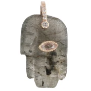 Fatma's Hand Pendant, 27x17 mm, Gemstone and Zirconium Oxides - Labradorite