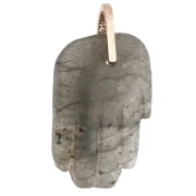 Fatma's Hand Pendant, 27x17 mm, Gemstone and Zirconium Oxides - Labradorite
